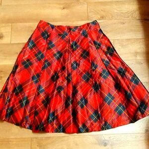 Truly 4 You silky plaid festive retro pockets pleated skirt L